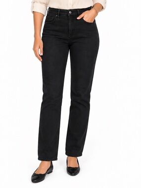 White House Black Market The Straight Crop High-Rise Black Jeans Size 6